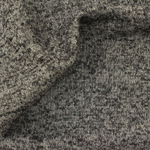 Black Marl Interlock Knit, Poly-Viscose, 350 gsm
