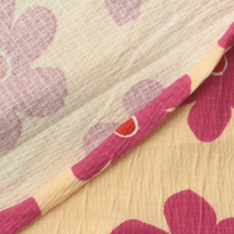 Pink Flowers Crepe, Cotton