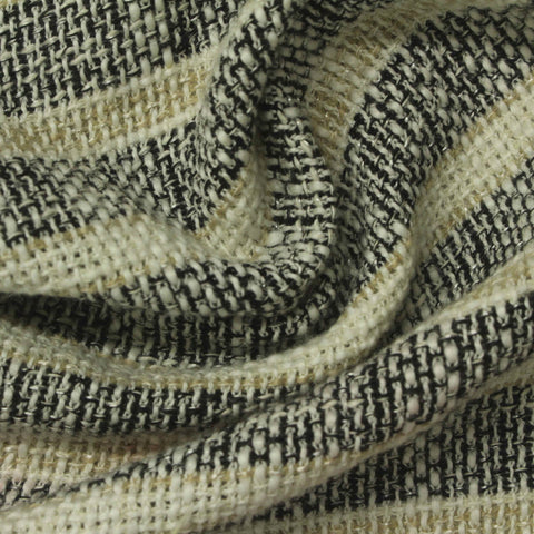 Black Horizontal-Stripe Bouclé, Cotton-Poly, 340 gsm