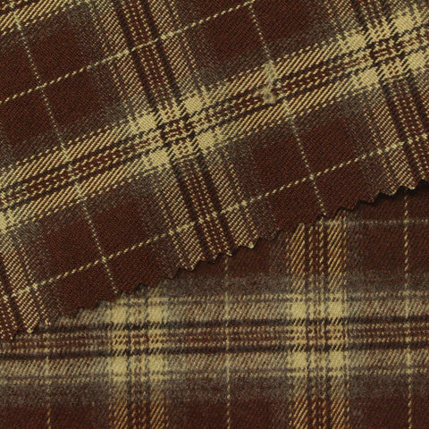 Brown Plaid Woven, Poly-Viscose, 285 gsm, 150 cm, ref EF-265199