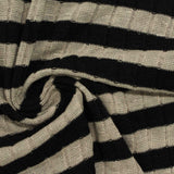 Black Horizontal-Stripe Rib Knit, Poly-Viscose — photo 2