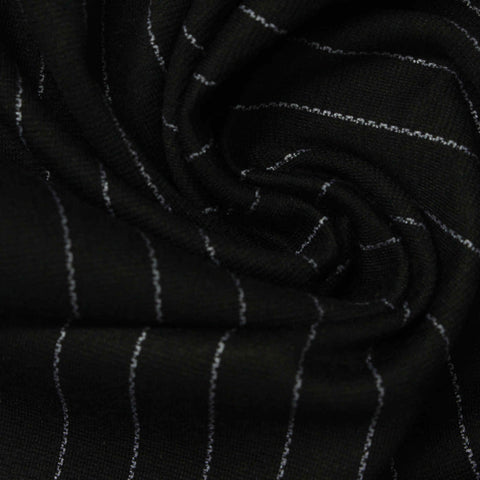 White Vertical-Pinstripe Ponte Knit, Polyester, 315 gsm