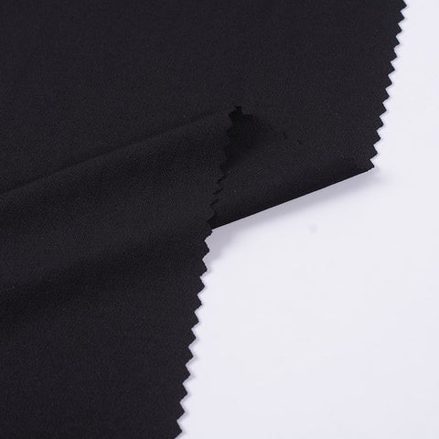 Polyester Stretch Linen-Look Fabric, 230 gsm, 175 cm — Black
