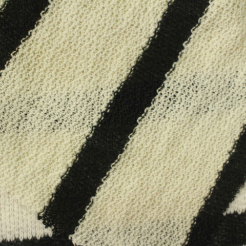Black Horizontal-Stripe Chunky Knit, Cotton-Poly, 192 gsm