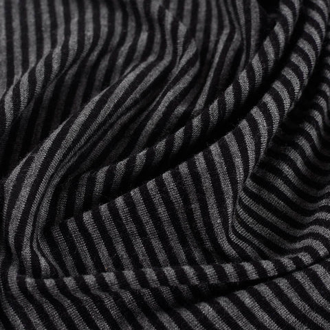 Black Horizontal-Stripe Jersey Knit, Viscose, 158 gsm