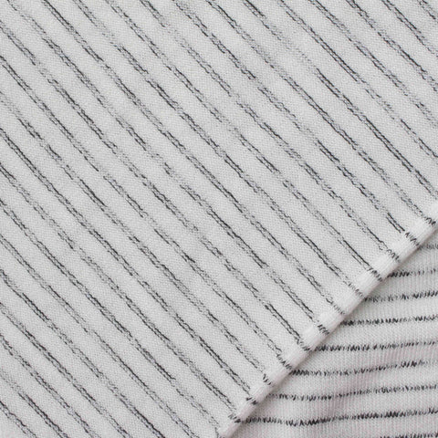 Black Horizontal-Stripe Jersey Knit, Polyester, 95 gsm