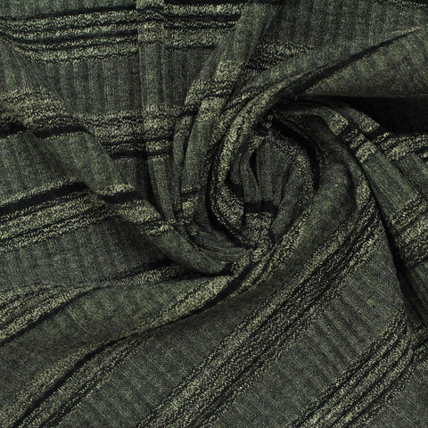 Light Grey Horizontal-Stripe Rib Knit, Poly-Viscose, 205 gsm