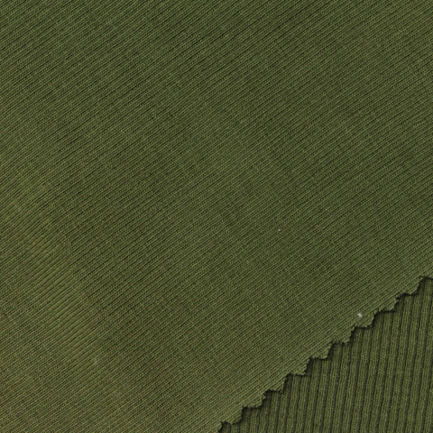 Cotton Polyester Stretch Rib Knit Fabric, 280 gsm — Green