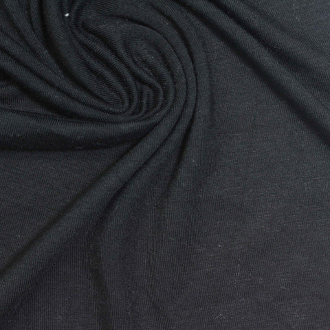 100% Bamboo Jersey Knit Fabric, 225 gsm, 180 cm — Black
