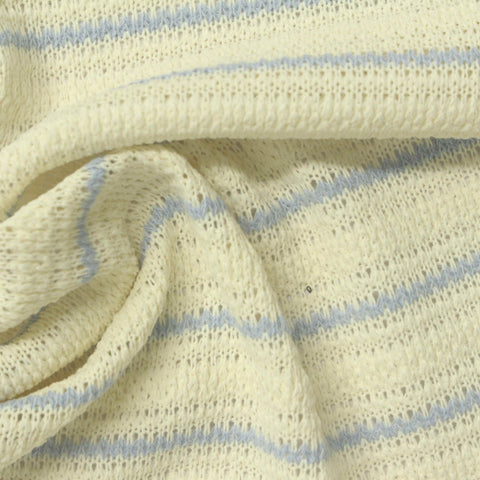 Light Blue Horizontal-Stripe Chunky Knit, Polyester