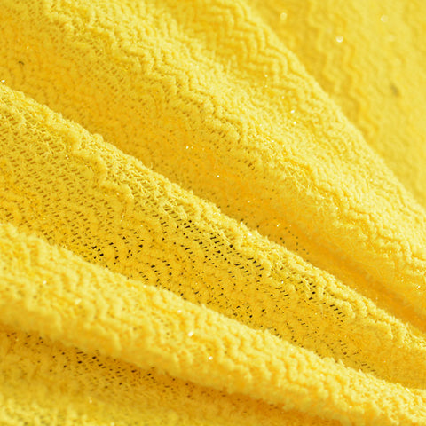Yellow Wavy-Chevron Chunky Knit, Polyester
