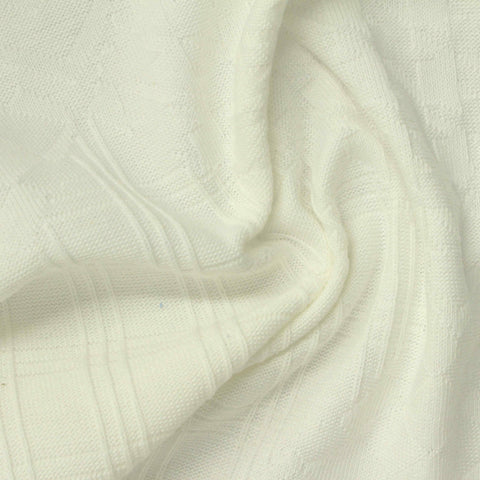 White Textured Jacquard, Cotton-Poly