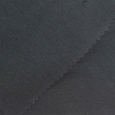 Cotton Stretch Interlock Knit Fabric, 277 gsm, 170 cm — Black