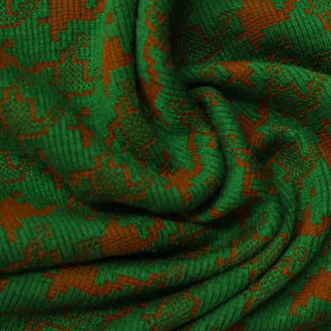 Green Dinosaur Interlock Knit, Acrylic-Poly