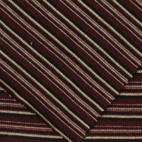 Dark Red Horizontal-Stripe Rib Knit, Cotton-Viscose