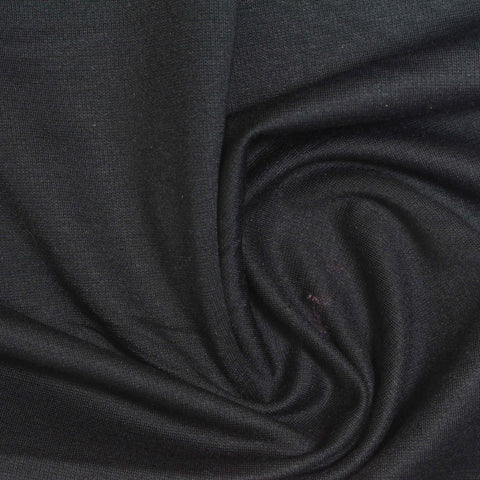 Viscose Nylon Stretch Ponte Knit Fabric, 230 gsm, 155 cm — Black