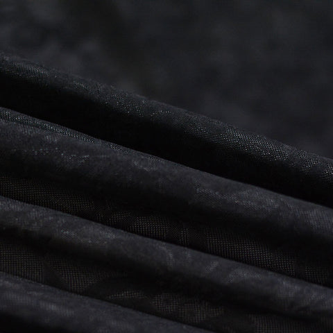 Black Tone-on-Tone Floral Mesh, Polyester