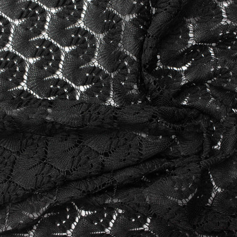 Black Openwork Lace, Polyester, 143 gsm