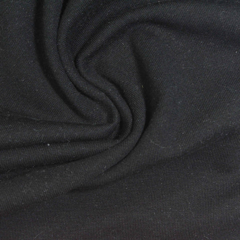 Brushed Cotton Polyester Stretch Knit Fabric, 280 gsm, 165 cm — Black
