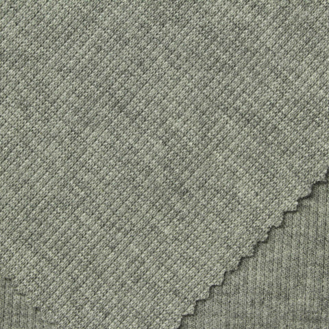 Heathered Grey Marl Rib Knit, Poly-Cotton, 306 gsm