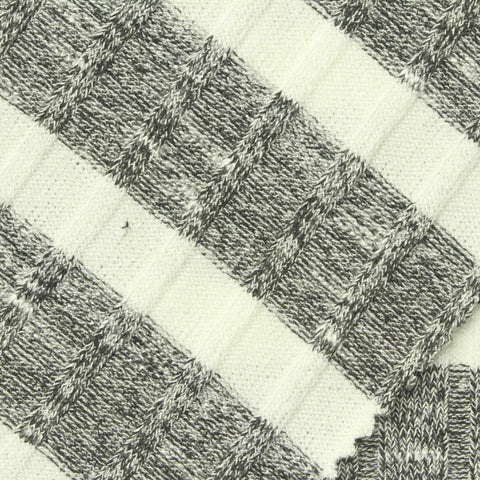 White Horizontal-Stripe Rib Knit, Viscose-Poly, 220 gsm