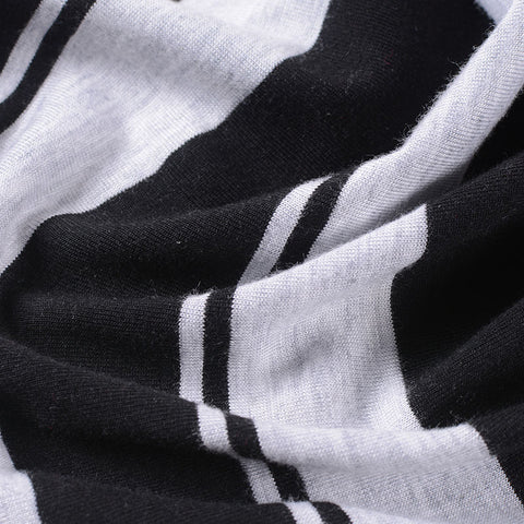 Black Horizontal-Stripe Jersey Knit, Viscose-Poly, 160 gsm