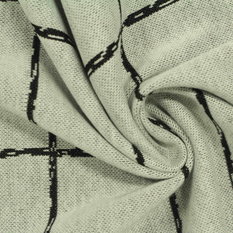 Dark Grey Irregular-Check Interlock Knit, Polyester