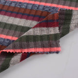 Brown Horizontal-Stripe Rib Knit, Polyester — photo 2