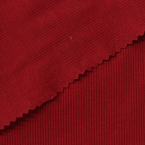 Cotton Stretch Rib Knit Fabric, 325 gsm, 126 cm — Red