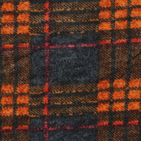 Orange Plaid Chunky Knit, Polyester