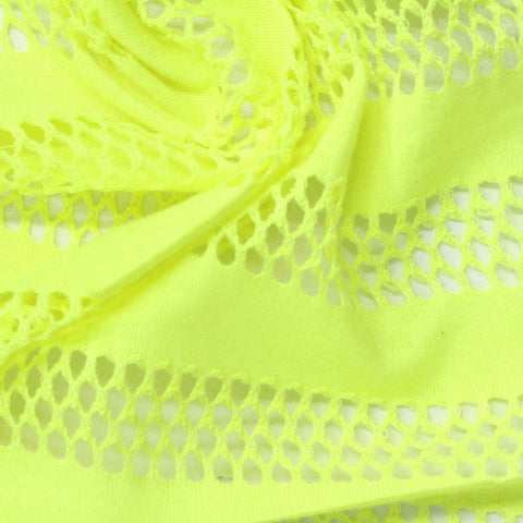 Neon Yellow Horizontal-Stripe Jersey Knit, Polyester