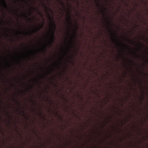 Dark Burgundy Geometric-Chevron Jacquard, Poly-Cotton