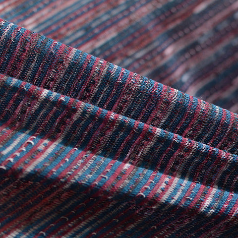 Blue Horizontal-Stripe Chunky Knit, Poly-Cotton, 90 gsm