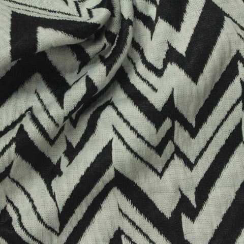 Black Zigzag Interlock Knit, Polyester, 215 gsm