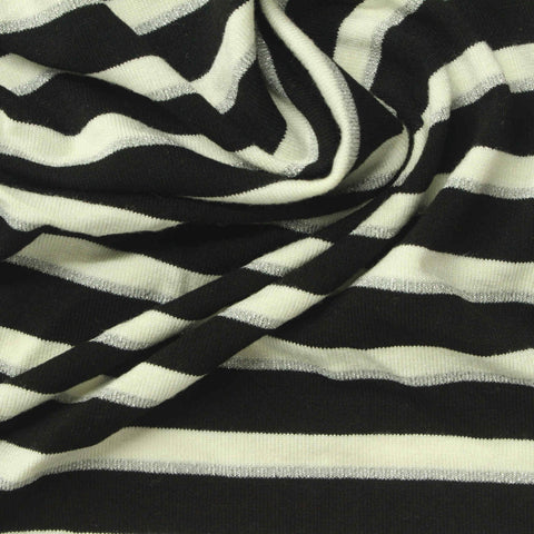 Black Horizontal-Stripe Knit, Viscose, 230 gsm