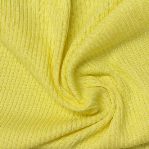 Polyester Viscose Stretch Rib Knit Fabric, 250 gsm, 150 cm — Yellow