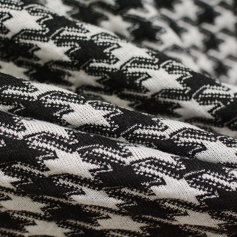 Black Houndstooth Chunky Knit, Polyester, 435 gsm
