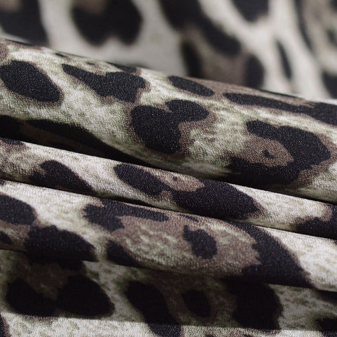 Black Leopard Linen-Look, Polyester, 130 gsm