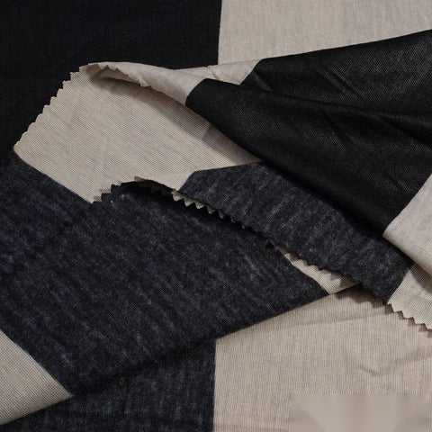 Black Vertical-Stripe Jersey Knit, Polyester, 140 gsm