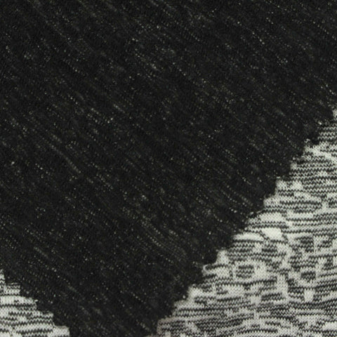 Black Marl Interlock Knit, Polyester, 230 gsm