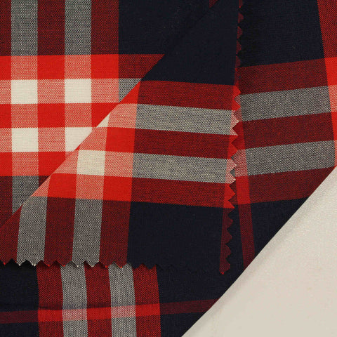 Navy Plaid Woven, Viscose