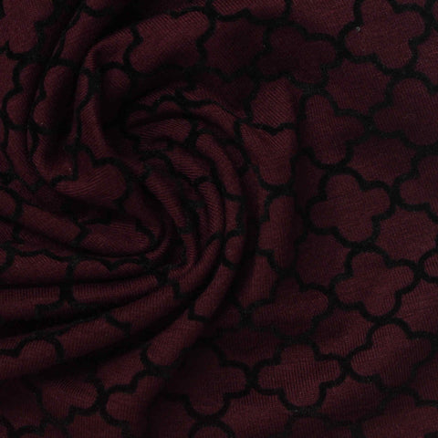 Black Geometric Jersey Knit, Poly-Viscose, 231 gsm