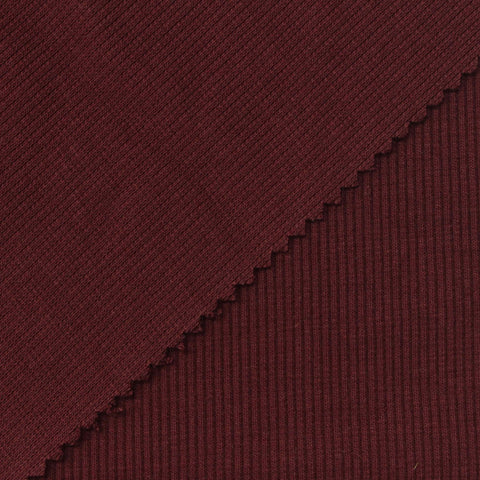 Cotton Polyester Stretch Rib Knit Fabric, 340 gsm, 135 cm — Red