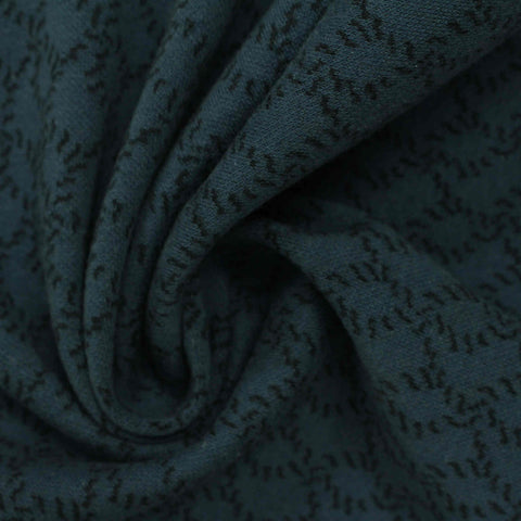 Dark Blue Abstract Interlock Knit, Polyester, 215 gsm