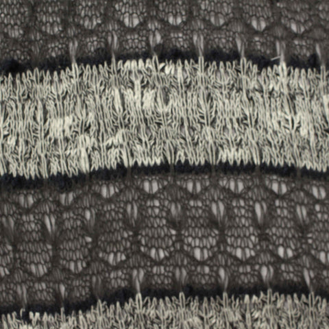 Black Horizontal-Stripe Chunky Knit, Poly-Viscose, 160 gsm