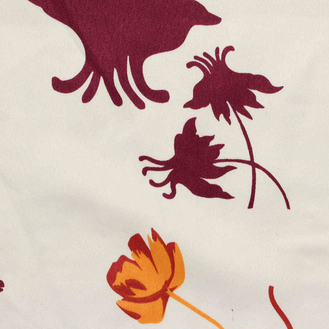 Burgundy Floral Woven, Polyester