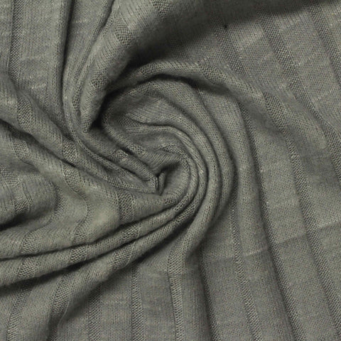Slub Polyester Stretch Rib Knit Fabric, 190 gsm — Green