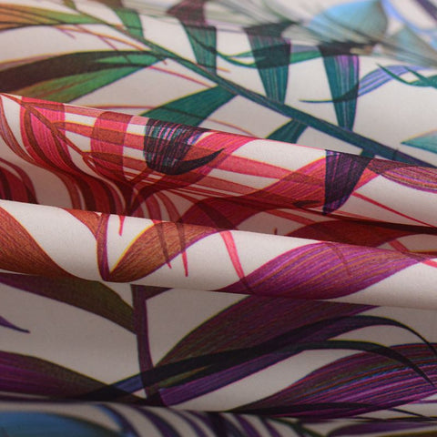 Green Tropical-Leaf Peachskin, Polyester