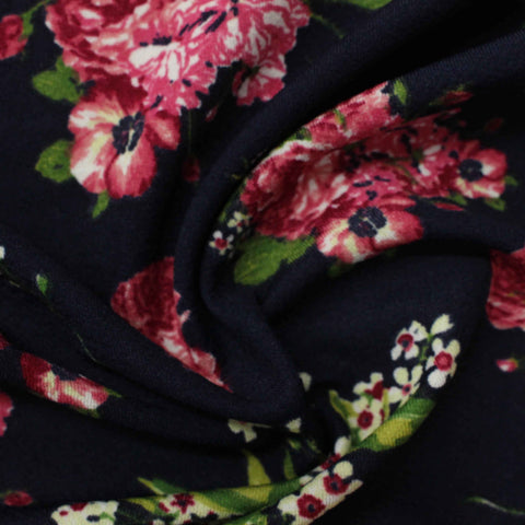 Red Roses Jersey Knit, Polyester