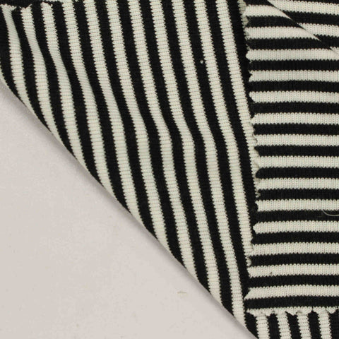 Black Horizontal-Stripe Rib Knit, Poly-Viscose, 240 gsm